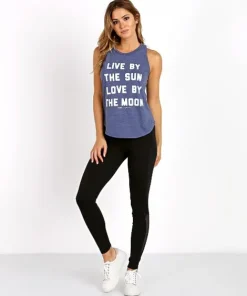 Spiritual Gangster Tops>Live and Love Raglan Muscle Tank Navy