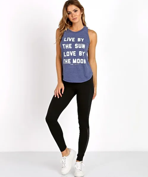 Spiritual Gangster Tops>Live and Love Raglan Muscle Tank Navy