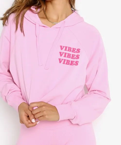Spiritual Gangster Knits>Luna Crop Hoodie Paradise Pink
