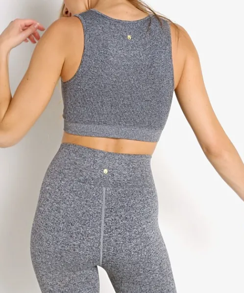 Spiritual Gangster Sports Bras>Metta Plunge Bra Heather Grey