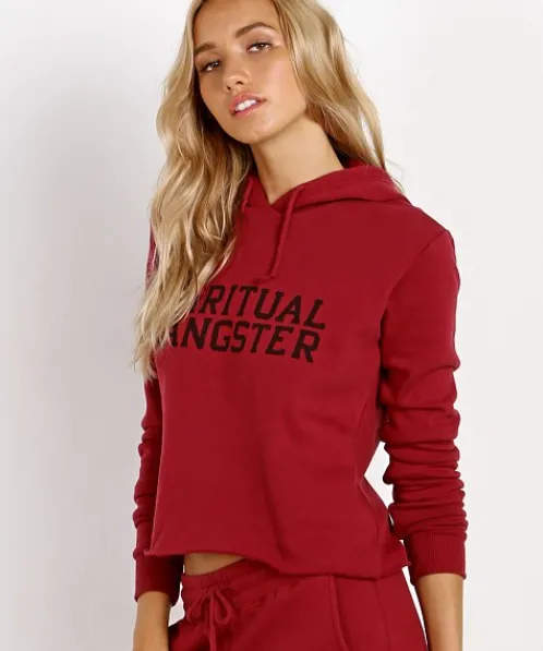 Spiritual Gangster Tops>SG Varsity Cropped Hoodie
