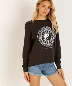Spiritual Gangster Tops>Soul Brooke Long Sleeve Vintage Black