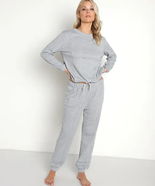 Splendid Pj Sets>Ellie Cable Knit Set Heather Grey