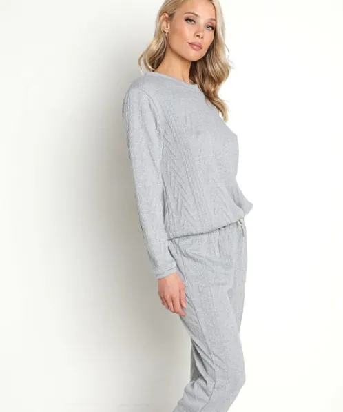 Splendid Pj Sets>Ellie Cable Knit Set Heather Grey