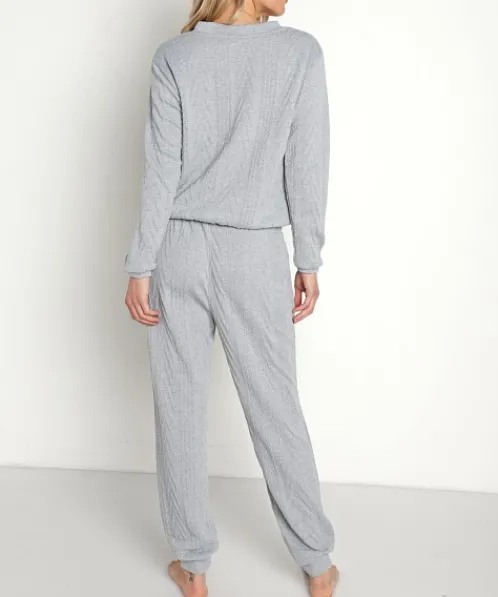 Splendid Pj Sets>Ellie Cable Knit Set Heather Grey