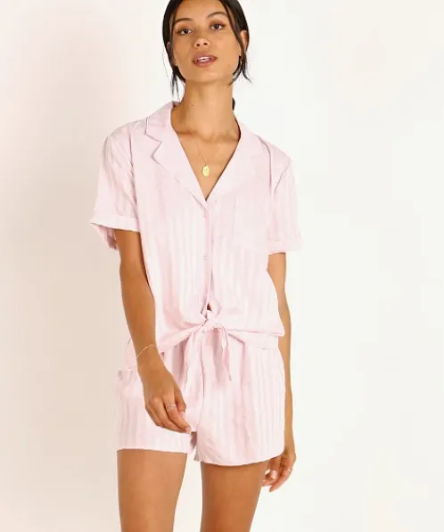 Splendid Pj Sets>Notch Collar PJ Set Primrose Pink