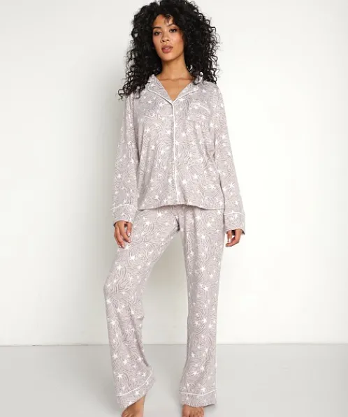 Splendid Pj Sets>Pillowsoft Notch PJ Set Star Swirl