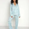 Splendid Pj Sets>Pillowsoft Notch PJ Set Iced Plaid