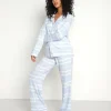 Splendid Pj Sets>Pillowsoft Notch PJ Set Geo Stripe