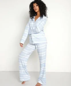 Splendid Pj Sets>Pillowsoft Notch PJ Set Geo Stripe