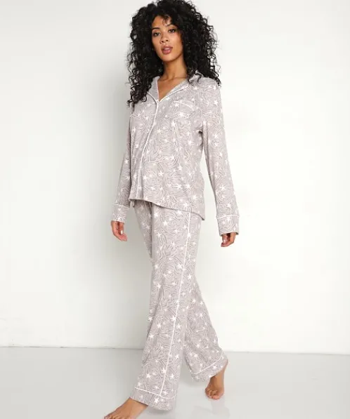 Splendid Pj Sets>Pillowsoft Notch PJ Set Star Swirl