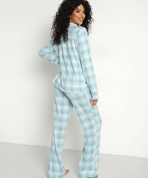 Splendid Pj Sets>Pillowsoft Notch PJ Set Iced Plaid