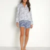 Splendid Pj Sets>Satin Girlfriend PJ Set Houndstooth Geo