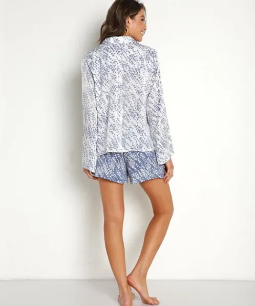 Splendid Pj Sets>Satin Girlfriend PJ Set Houndstooth Geo