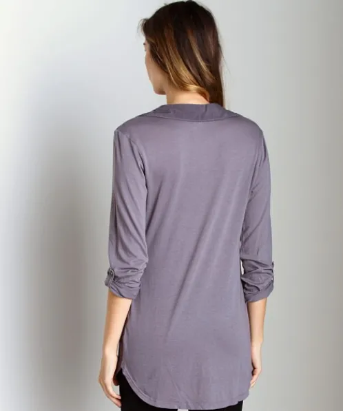Splendid Tops>Shirting Long Sleeve Top Shadow