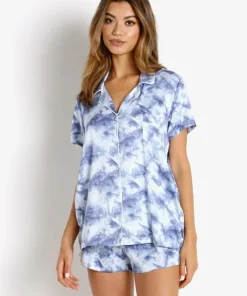 Splendid Pj Sets>Short Sleeve Notch Collar PJ Set Sunset Tie Dye