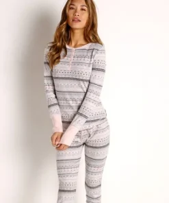 Splendid Pj Sets>Vintage Thermal PJ Set Fireside Fairisle