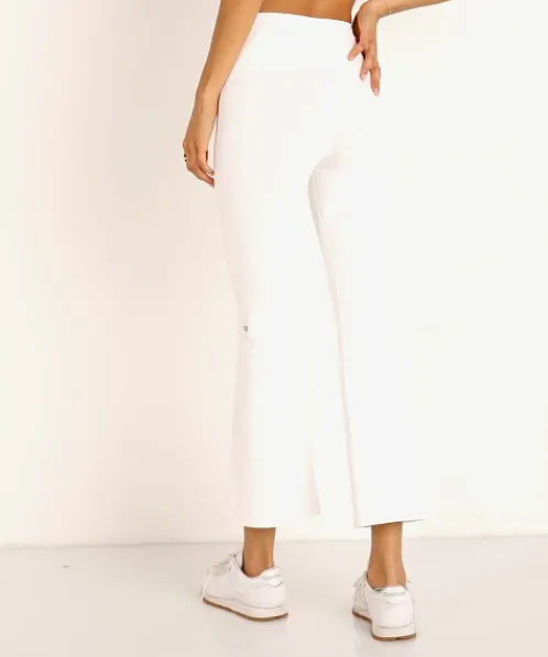 SPLITS59 Bottoms>Raquel High Waist Crop Legging Off White