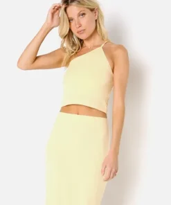 Stillwater Tops>Cali Crop Tank Baby Yellow