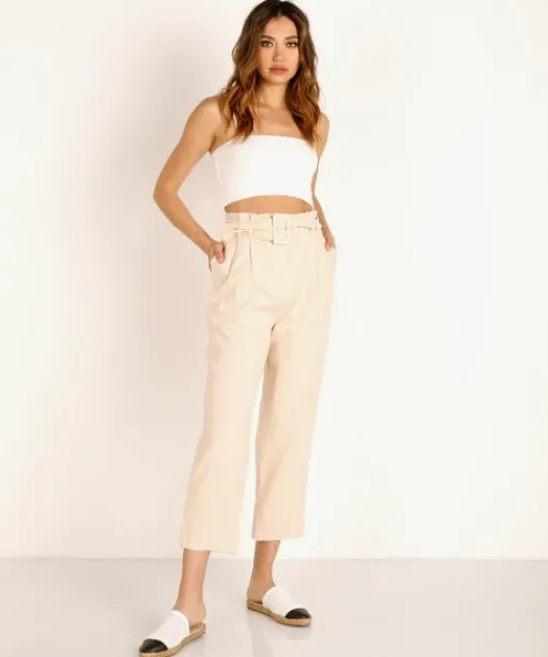 Stillwater Tops>Flirt Rib Crop Tank White