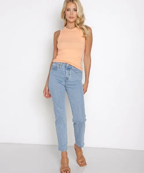Stillwater Tops>High Neck Rib Tank Summer Sorbet