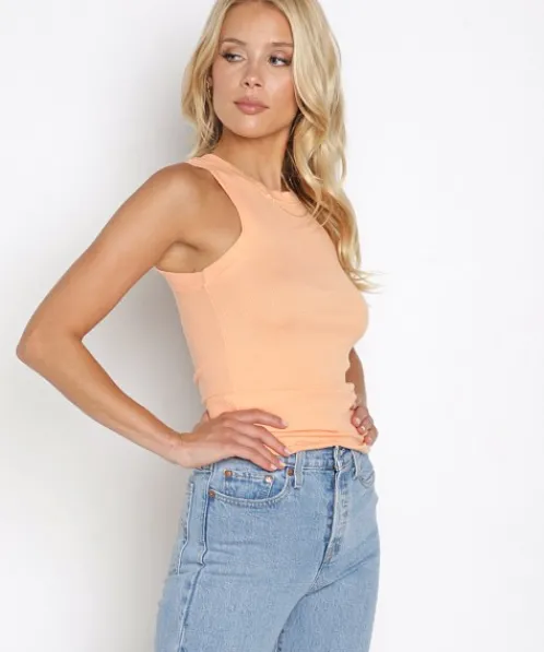 Stillwater Tops>High Neck Rib Tank Summer Sorbet