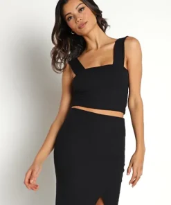 Stillwater Tops>Square Crop Cami Black