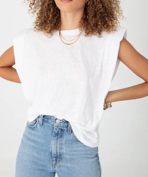 Stillwater Tops>Strong Shoulder Tank White