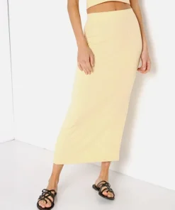 Stillwater Skirts>The Classic Rib Skirt Baby Yellow