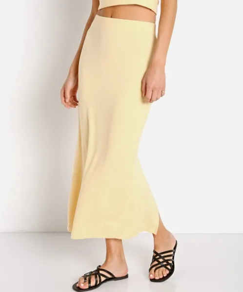 Stillwater Skirts>The Classic Rib Skirt Baby Yellow