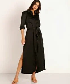 Stillwater Dresses>The Darrian Shirt Dress Black