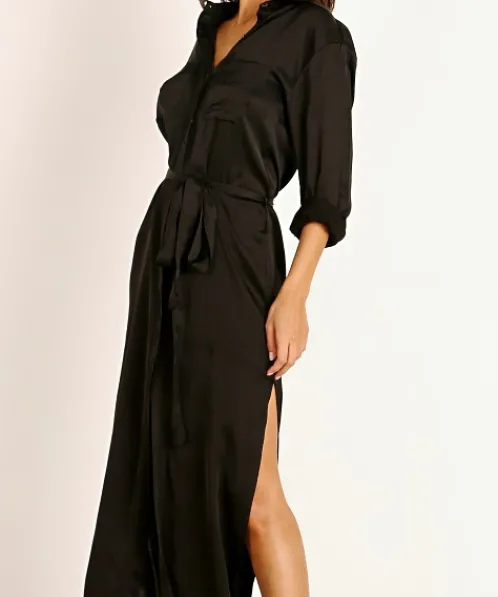 Stillwater Dresses>The Darrian Shirt Dress Black