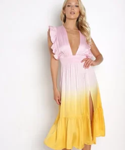 Stillwater Dresses>The Jessie Midi Dress Dip Dye Sorbet