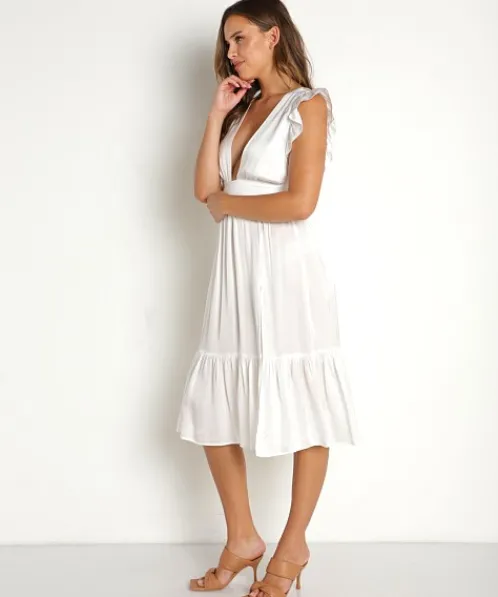 Stillwater Dresses>The Jessie Midi Dress White