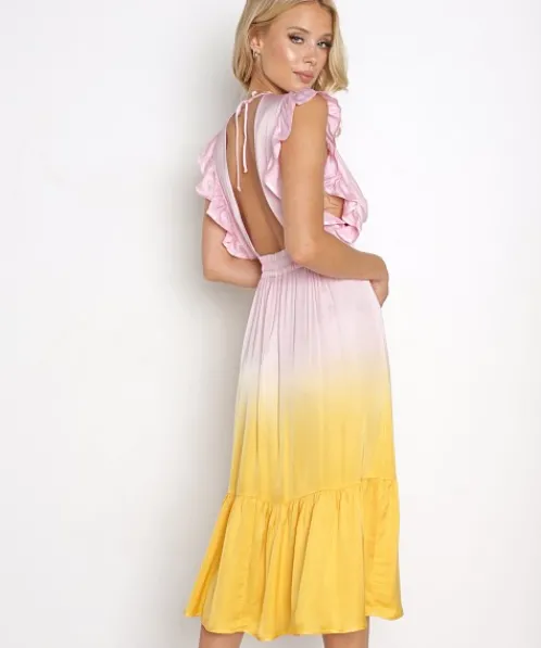 Stillwater Dresses>The Jessie Midi Dress Dip Dye Sorbet