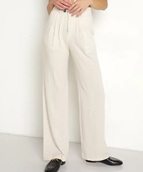 Stillwater Pants>The Pleated Wide Leg Natural