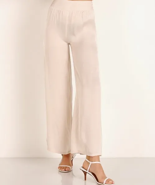 Stillwater Pants>The Sunset Wide Leg Pant Champagne