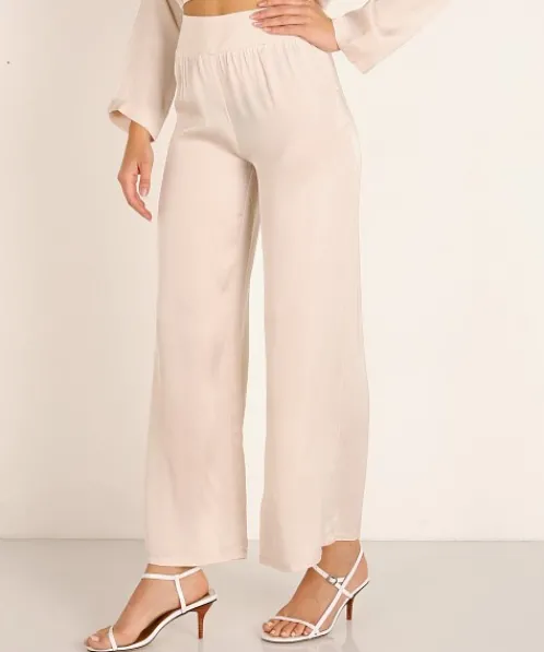 Stillwater Pants>The Sunset Wide Leg Pant Champagne