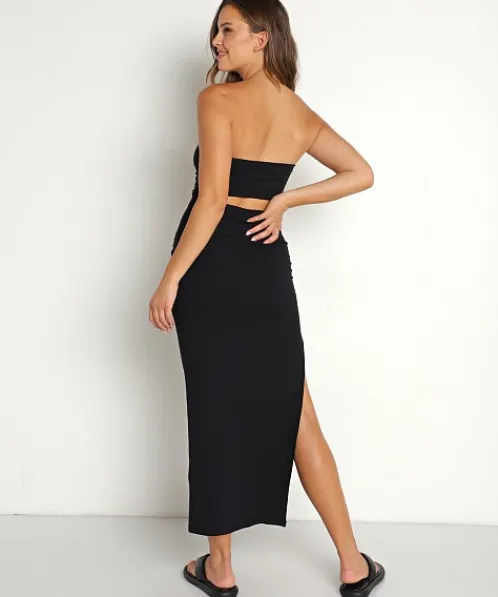 Stillwater Dresses>Wide Rib Baja Nights Cut Out Dress Black