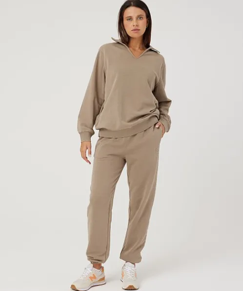 STYLERUNNER Knits>Solstice Polo Sweatshirt Pebble