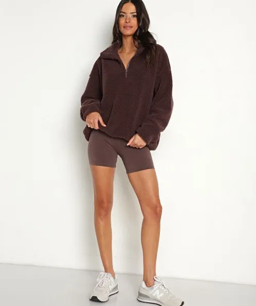 STYLERUNNER Jackets | Jackets>Terra Sherpa Quarter Zip Sepia