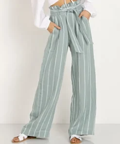 Suboo Pants>Horizon Wide Leg Pant Green/White