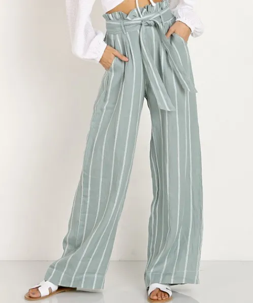 Suboo Pants>Horizon Wide Leg Pant Green/White