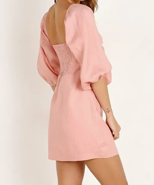 Suboo Dresses>Pink Sands Tie Front Mini Dress Dusty Pink