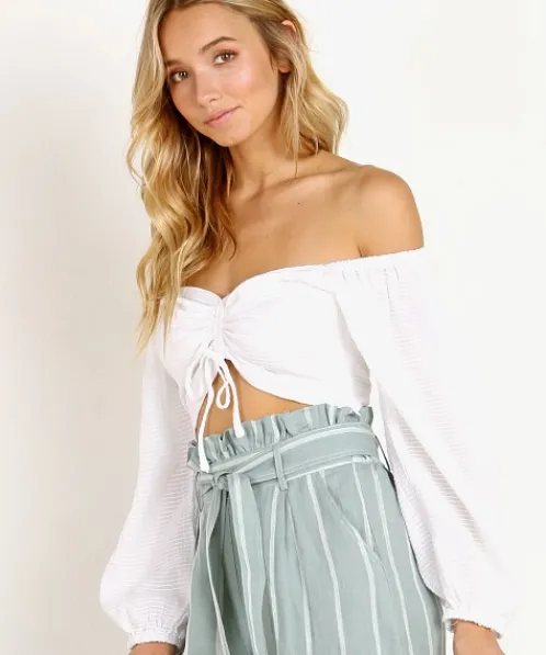 Suboo Tops>Together Again Cropped Top White