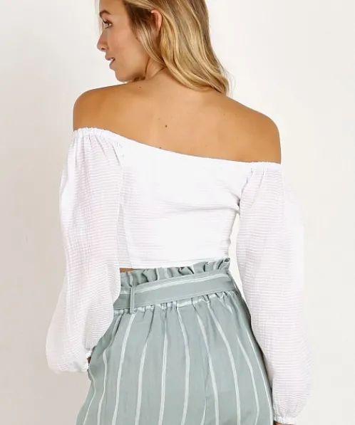 Suboo Tops>Together Again Cropped Top White