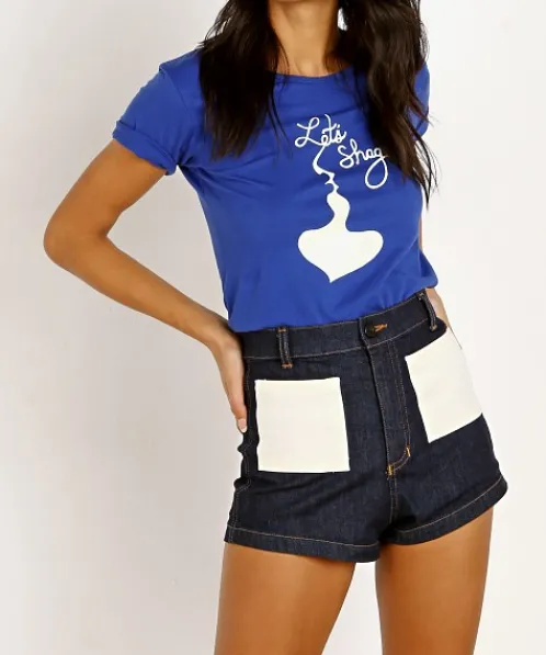 Sugarhigh Lovestoned Tops>Let's Shag Tee Blue