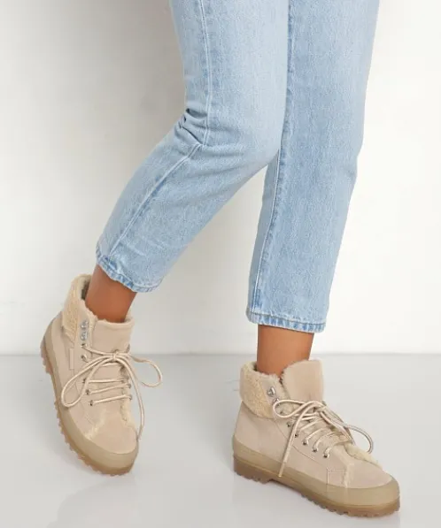 Superga Sneakers>2341 Alpina Suede Shearling Collar Beige