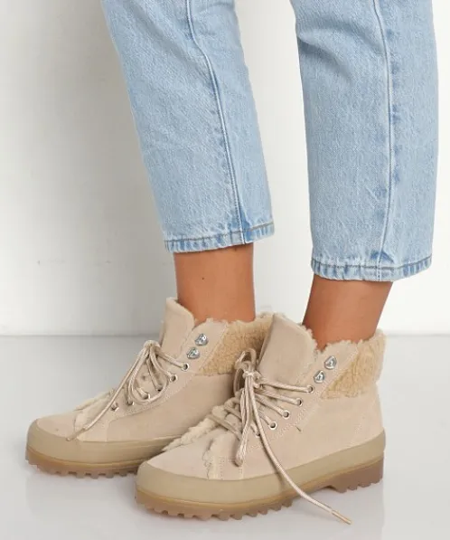 Superga Sneakers>2341 Alpina Suede Shearling Collar Beige