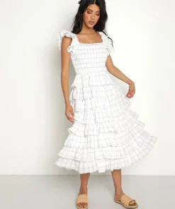 Sweet En Forme Dresses>Large Gingham Print Midi Dress